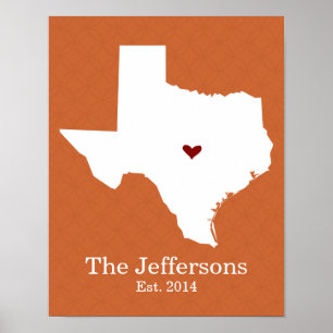 Affiches La maison est où votre coeur est - le Texas