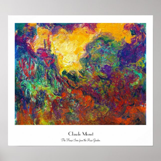 Affiches La Maison vue du jardin Rose Claude Monet (Devant)