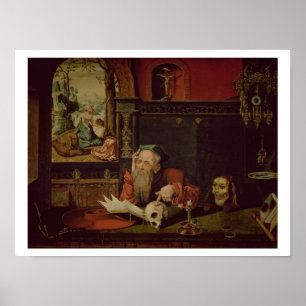 Affiches La méditation de St Jerome (huile sur le panneau)