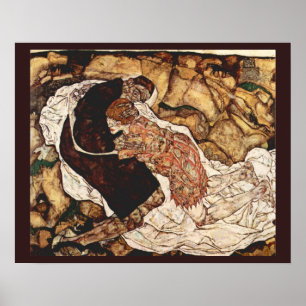 Affiches La mort et le fou par Egon Schiele