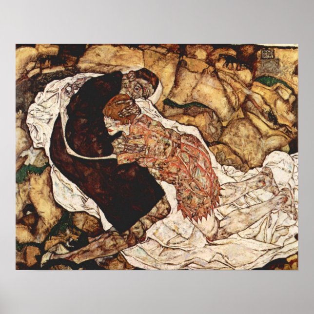 Affiches La mort et le fou par Egon Schiele (Devant)