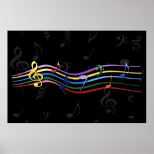 Affiches La musique colorée par arc-en-ciel note 48 x 32