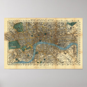 Affiches La nouvelle carte de Smith de Londres 1860