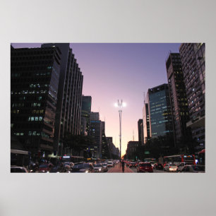 Affiches La nuit dans l'avenue de Paulista - Sao Paulo