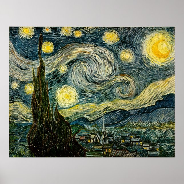 Affiches La nuit étoilée de Vincent van Gogh (1889) (Devant)