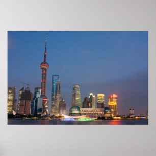 Affiches La nuit tombe sur Changhaï Chine