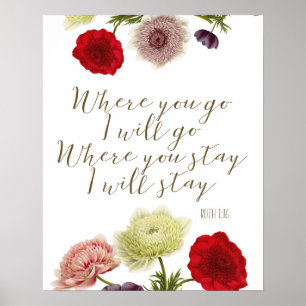 Affiches Là où vous allez j'irai art de vers de bible de