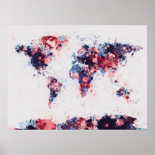 Affiches La peinture de carte du monde éclabousse