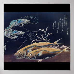 Affiches La peinture sur la vie marine japonaise vers les a