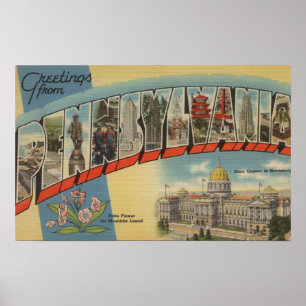 Affiches La Pennsylvanie (capitale de l'État/fleur)