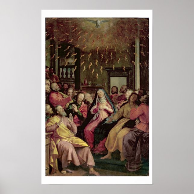Affiches La Pentecôte, c.1598 (huile sur panneau) (Devant)