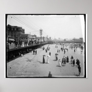 Affiches La plage, cru du New Jersey c1905 d'Atlantic City
