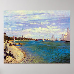 Affiches La plage de Sainte Adresse by Claude Monet