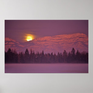 Affiches La pleine lune se lève au-dessus de Teakettle Moun