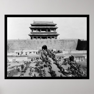 Affiches La porte d'hommes de Hata à Pékin, Chine 1909