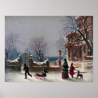 Affiches La première scène de Noël de la neige