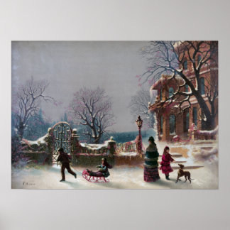Affiches La première scène de Noël de neige
