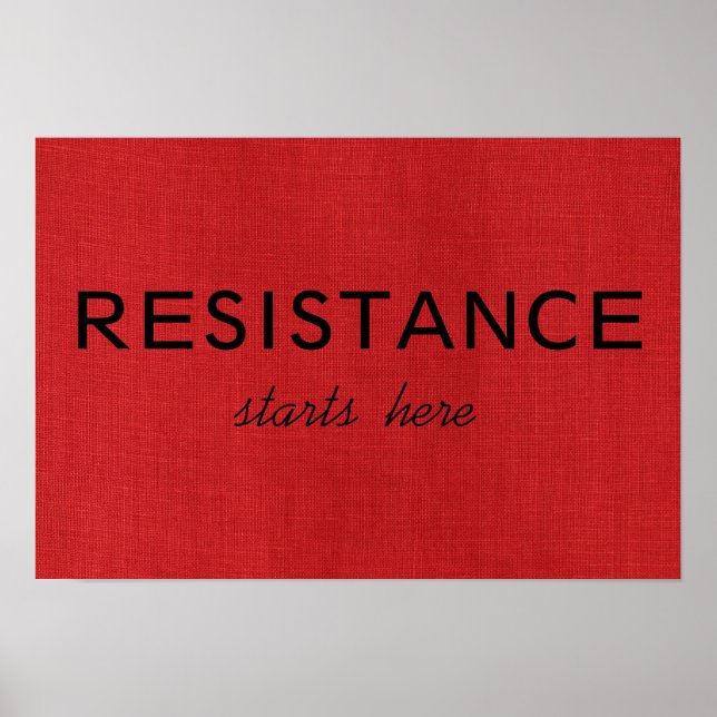 Affiches La résistance commence ici sur Red Linen Texture P (Devant)