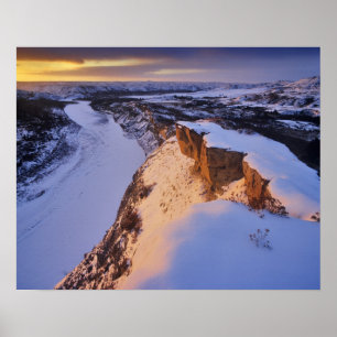 Affiches La rivière Little Missouri en hiver