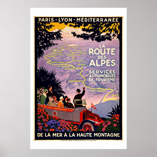 Affiches La Route Des Alpes France Vintage Travel (Devant)