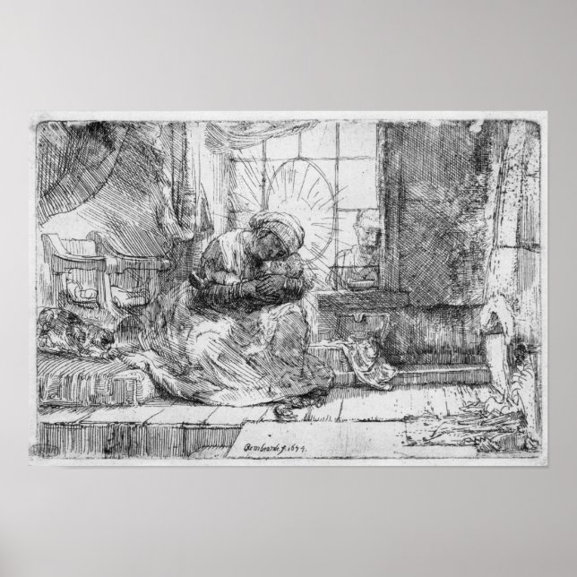 Affiches La Sainte Famille avec un chat, 1654 (Devant)