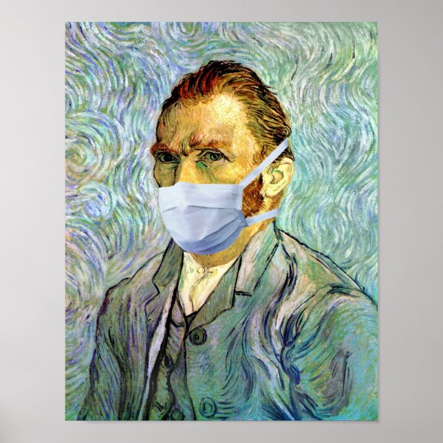Affiches La saison de la grippe Van Gogh avec masque (Devant)