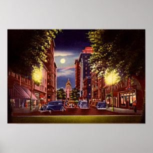 Affiches La savane, rue de la Géorgie Taureau la nuit