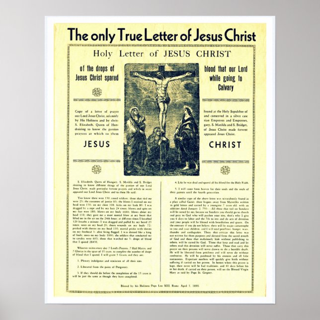 Affiches La Seule véritable Lettre de Jésus-Christ (Devant)