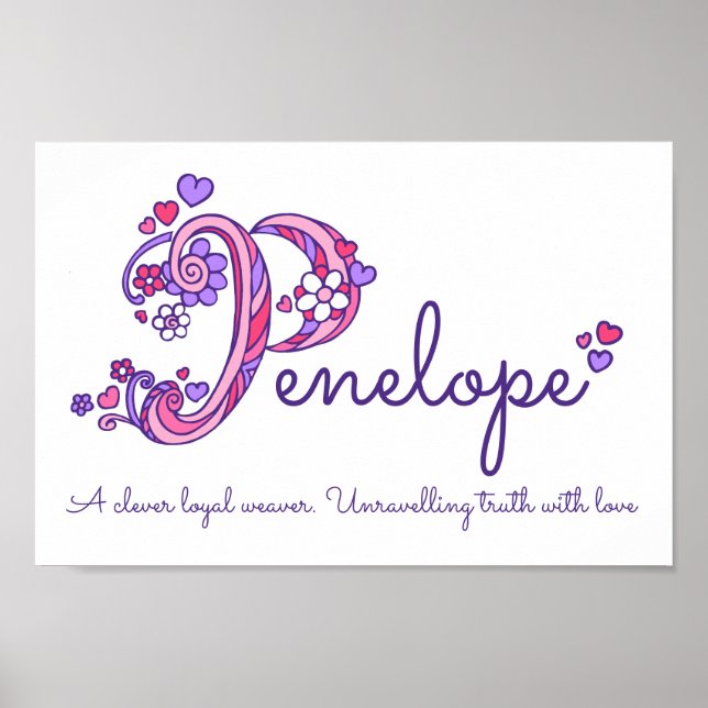 Affiches La signification du nom Penelope initial P doodle  (Devant)