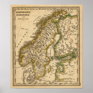 Affiches La Suède, la Norvège, et la Finlande