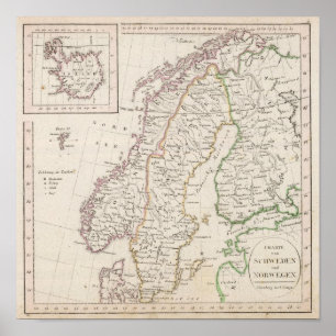 Affiches La Suède, Norvège, Islande