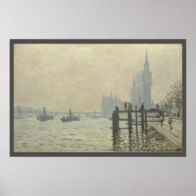 Affiches La Tamise sous Westminster par Claude Monet (Devant)