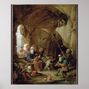Affiches La tentation de St Anthony dans une caverne