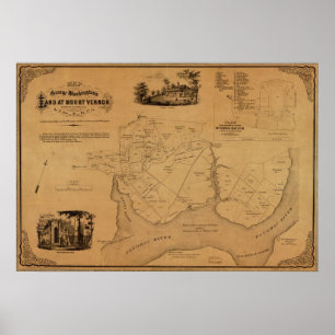 Affiches La terre de 1859 Washington de carte chez le Mont