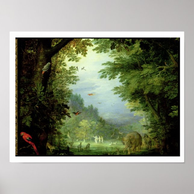 Affiches La Terre ou le Paradis terrestre, détail d'Adam et (Devant)