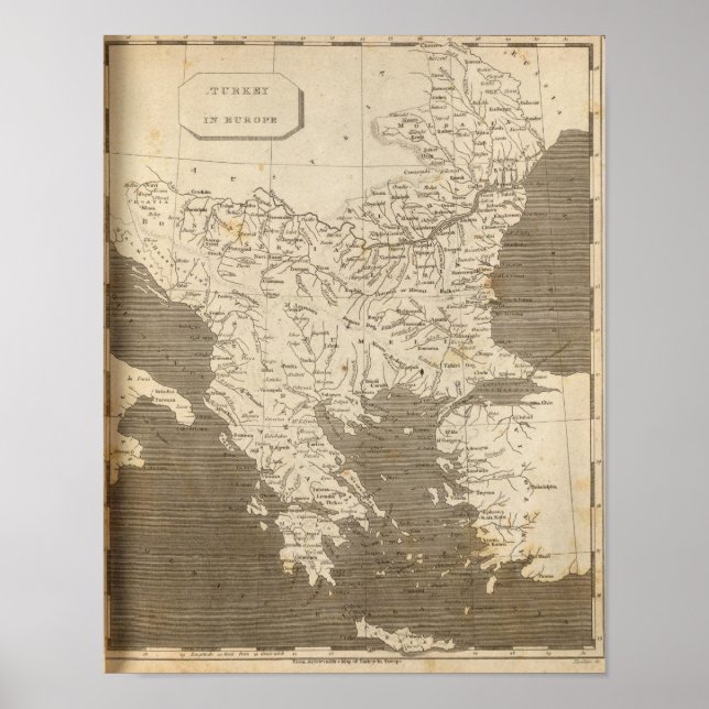 Affiches La Turquie en Europe Carte par Arrowsmith (Devant)