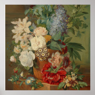 Affiches La vie morte avec des fleurs dans un Vase en terre