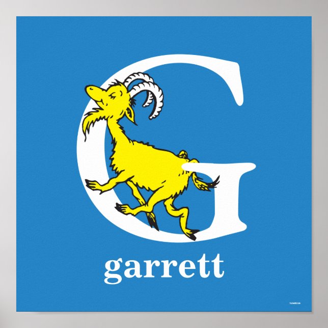 Affiches L'ABC de Dr Seuss : Lettre G - Blanc | Ajoutez vot (Devant)