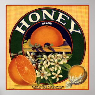 Affiches Label Honey Brand Citrus Crate