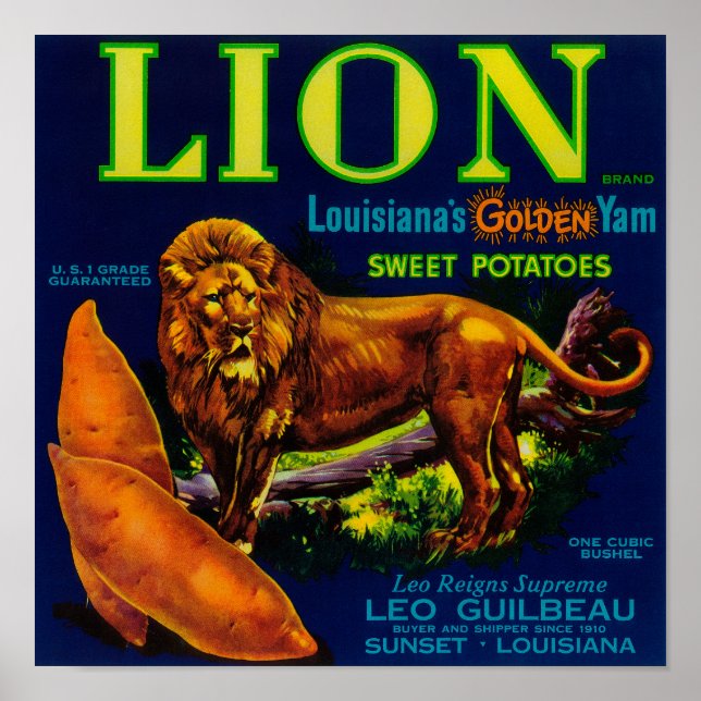 Affiches Label Lion Yam Sunset, LA (Devant)