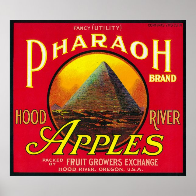 Affiches Label Pharaon Apple Crate River, OU (Devant)