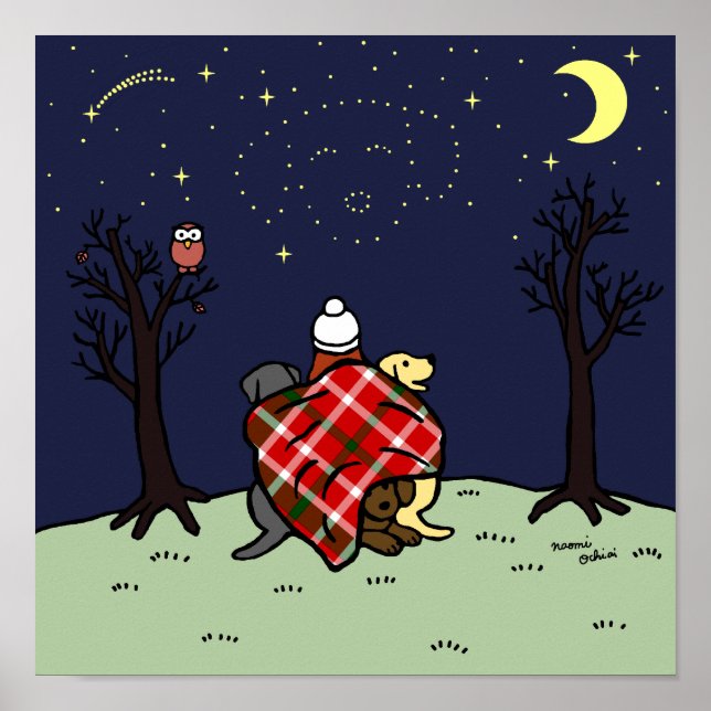 Affiches Labrador Mom and Starry Sky (Devant)