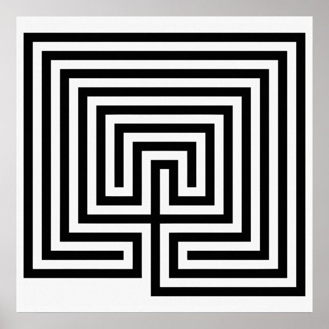 Affiches Labyrinthe crétois en noir et blanc (Devant)