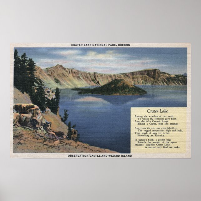 Affiches Lac Crater, Oregon - Observation (Devant)