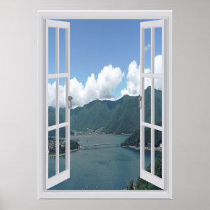 Affiches Lac de Montagne Trompe l'oeil Faux Window
