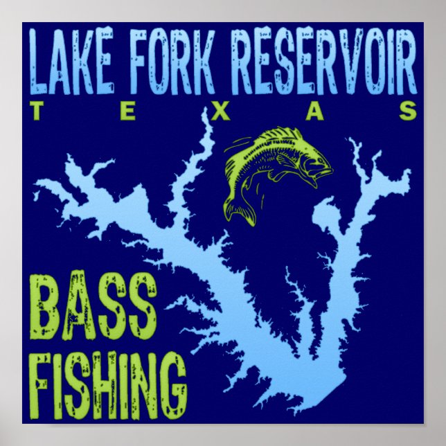 Affiches Lac Fork Réservoir, Texas Bass Fishing (Devant)