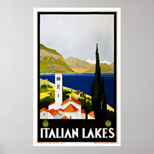 Affiches Lac italien Vintage voyage Italie