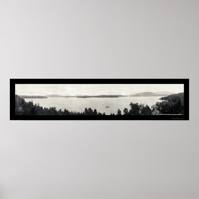 Affiches Lac Upper Saranac Photo 1912 (Devant)
