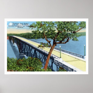 Affiches Lac vintage des Ozarks, pont Hurricane Deck