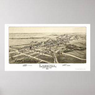Affiches Ladonia, carte panoramique de TX - 1891